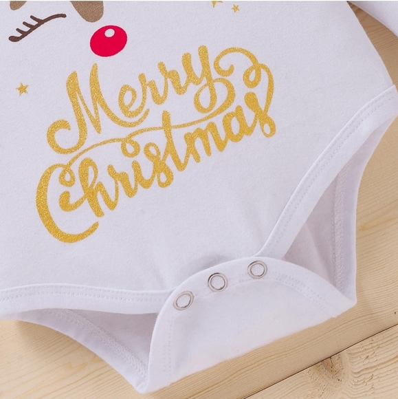 Merry Christmas set 0-6 months new never worn Buffalo Plaid Suspender skirt - Picture 3 of 4